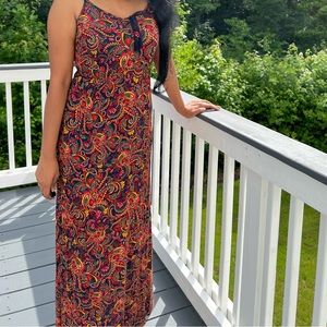 Blue multi colored slip summer dress